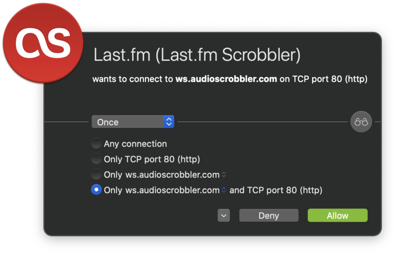 Little Snitch alert for Last.fm Desktop